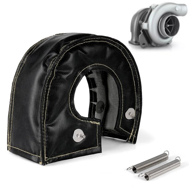 Cubierta del turbocompresor T4, protección térmica de la manta del turbocompresor de fibra de vidrio, escudo contra incendios Turbo T4 con 2 resortes de sujeción, protege bien los componentes del moto