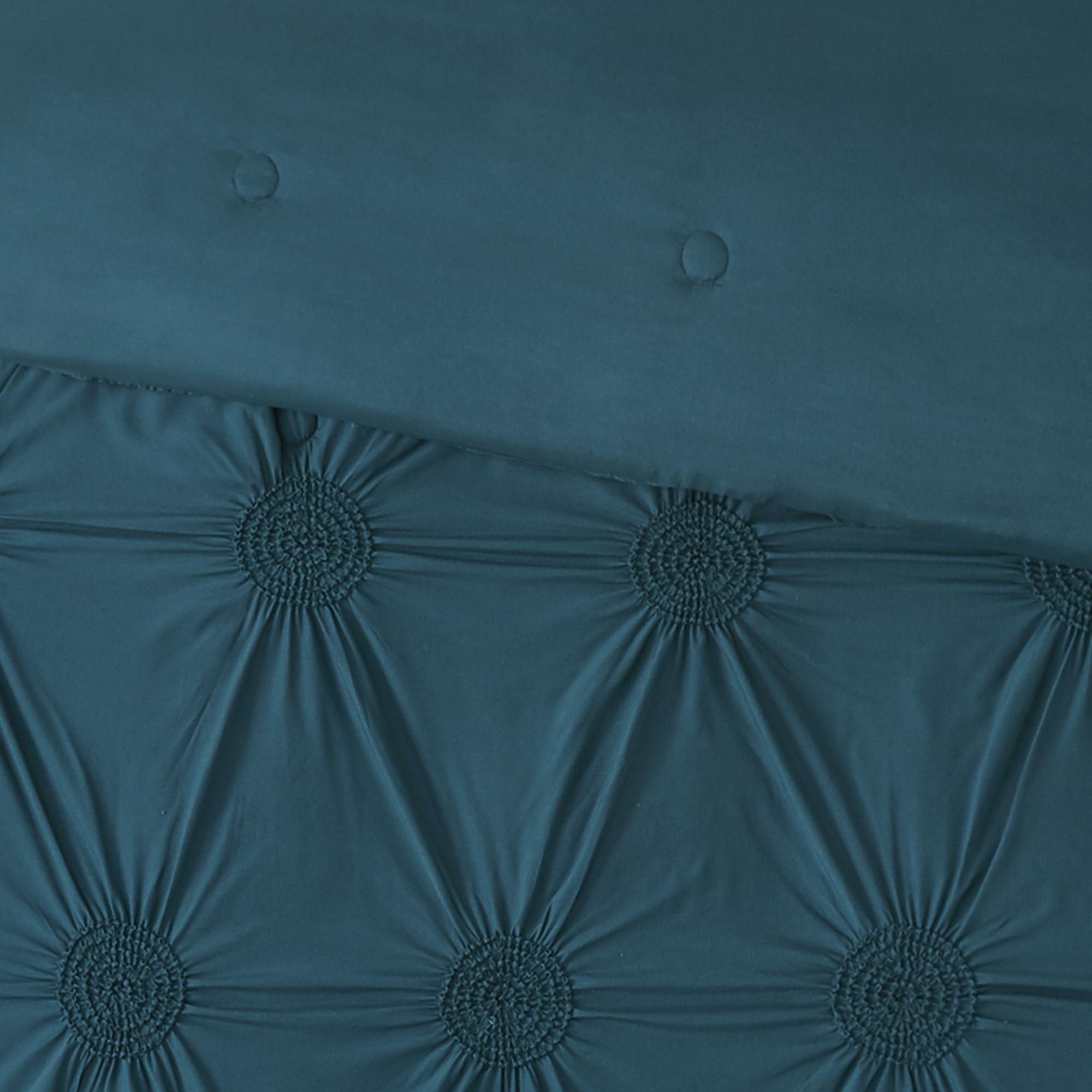 Mainstays Solid Microfiber Ruched Comforter in a Bag, King, Teal