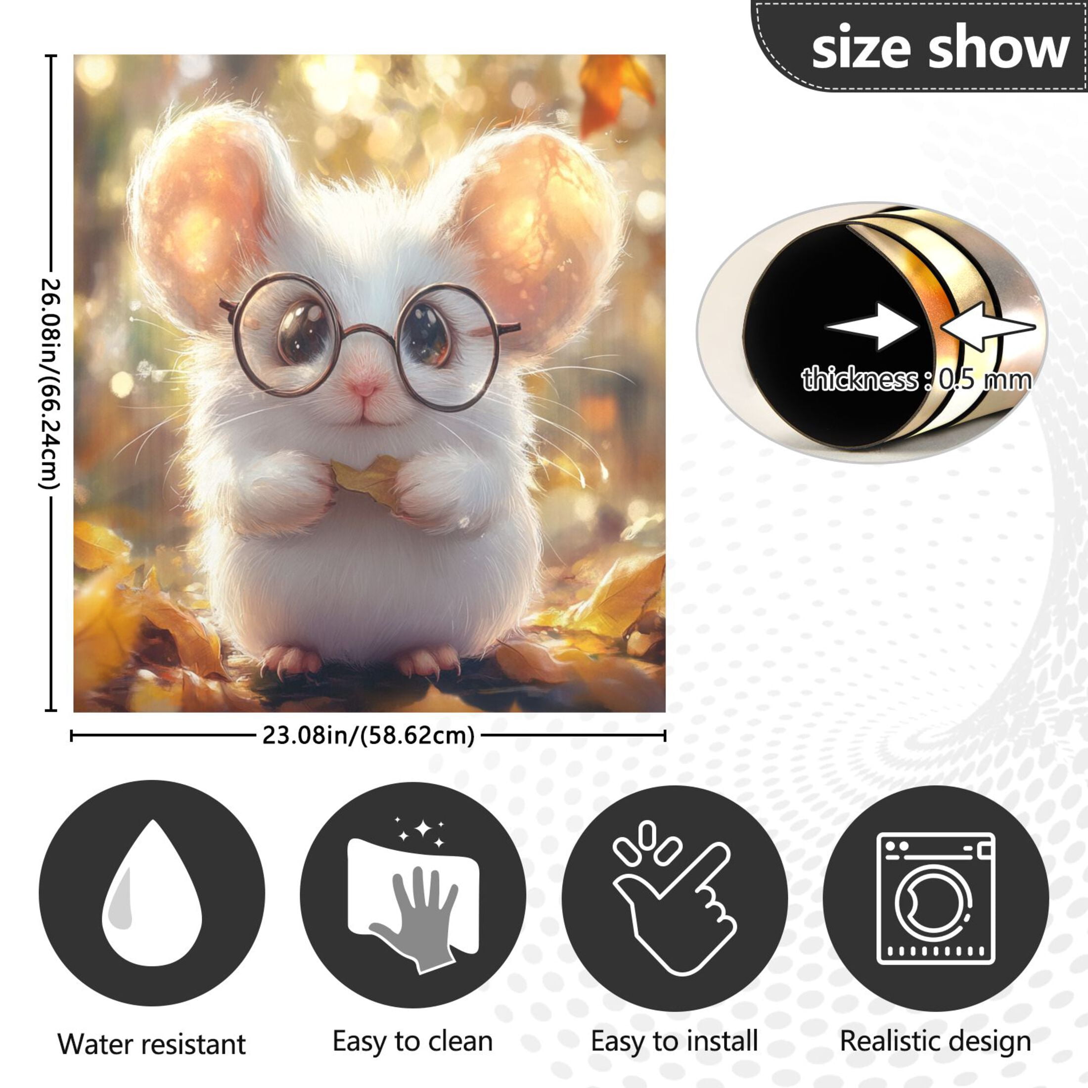 Dishwasher Magnetic Sticker 23x26 Inch Refrigerator Magnetic Sticker Washing Machine Magnetic Sticker Kitchen Panel Magnetic Sticker Home Decor Adorable White Mouse