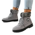 thumbnail image 2 of Women's Winter Boots Fur Lined Outdoor Anti-Slip Ankle Combat Boots Warm Lace Up Casual Booties Work Winter Shoes Women (Gray,40), 2 of 9
