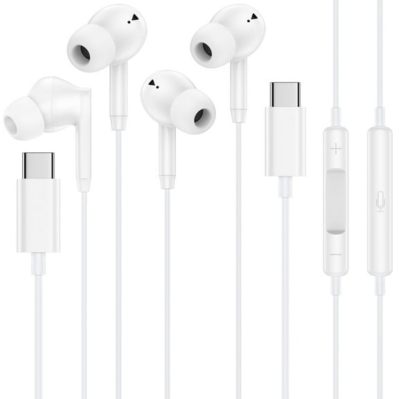 USB C Headphones Wired,2Pack Type C Wired Earphones USBC Wired Earbuds Noise Cancelling Ear Buds w/ Mic Microphone Remote Control Type C Headphone Compatible with iPhone 16 15 Samsung Android iPad