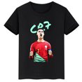 thumbnail image 3 of Camiseta de algodón negra de manga corta de verano para niños y niñas, ropa deportiva, camisetas con estampado de estrella de fútbol Ronaldo, ropa para niños, 3 of 5