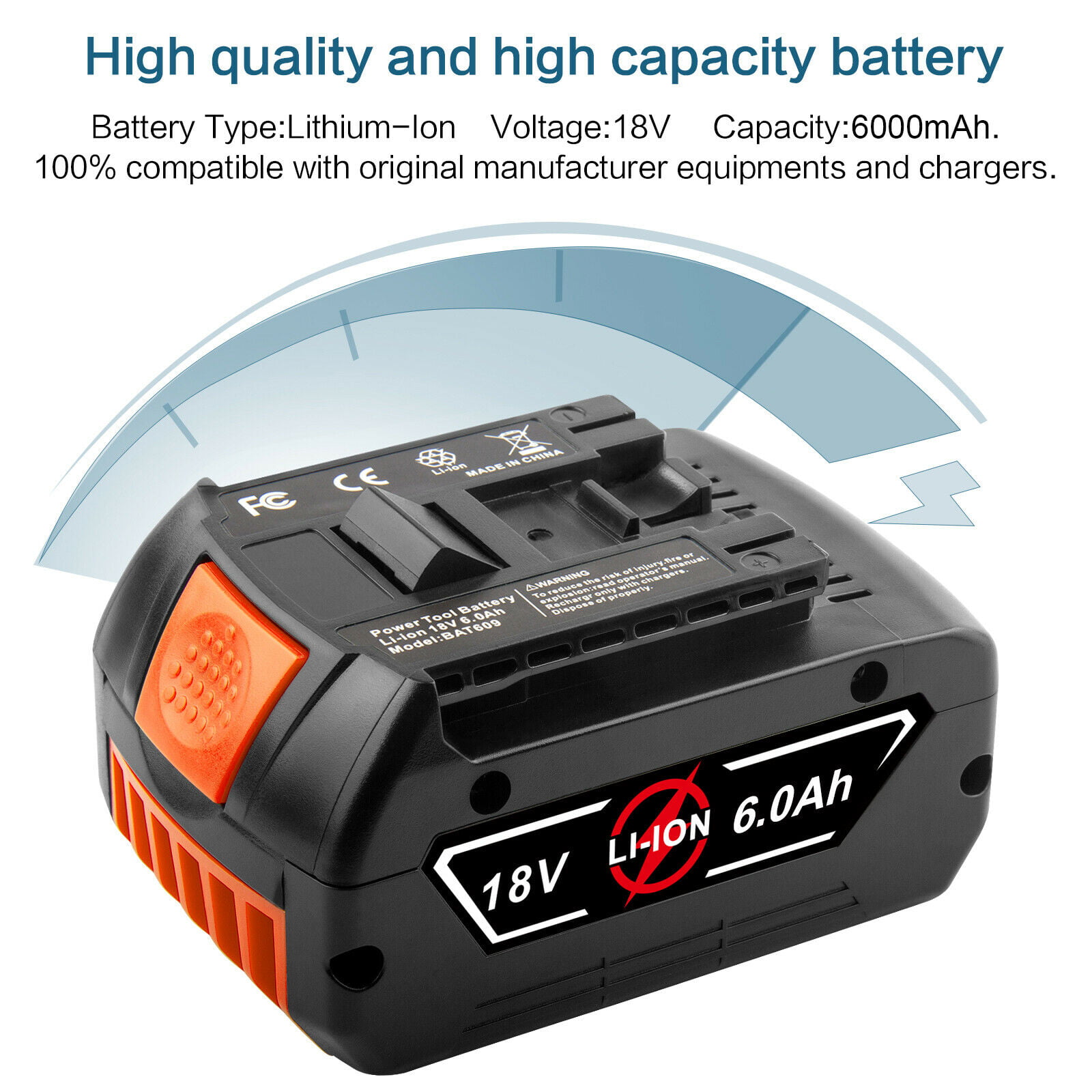 18V 6.0Ah Cordless Li-ion Battery For Bosch BAT609 BAT610 BAT618 17618 25618-01 