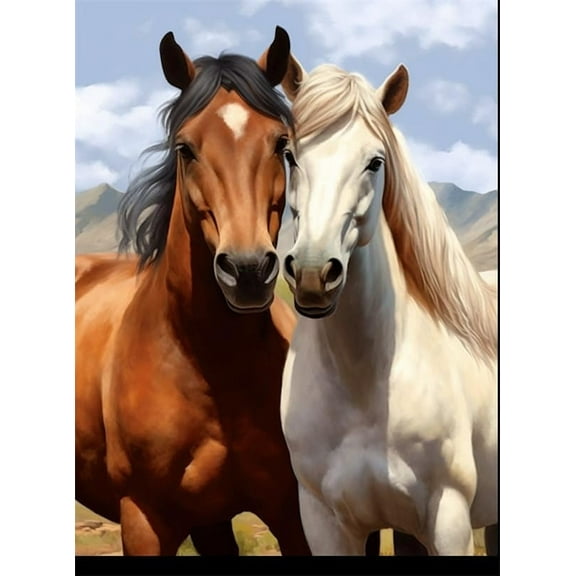 Jigsaw Puzzles 500 Pieces For Adults Farm Animal White And Black Horse Hug Educational Game Toys Family Decoration Funny Wall Art Gift Puzzle