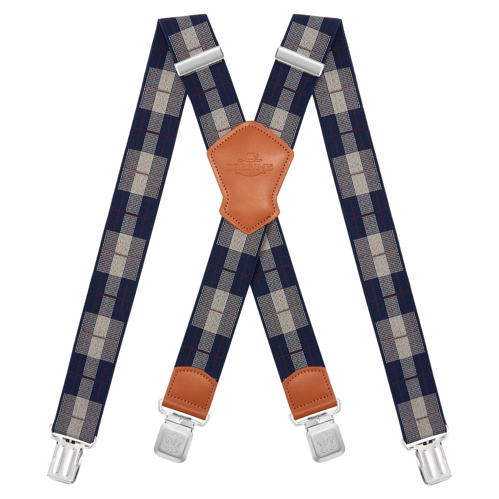 BIGLUFU Men's Suspenders, with Heavy Duty Clip Wide XBack for Work