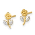 thumbnail image 2 of Finest Gold 14K Yellow Gold & Rhodium Flower Post Earrings, 2 of 3
