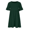 thumbnail image 4 of Diufon Summer Dresses for Women Solid Color Mini Dress Round Neck Ruffle Short Sleeve Dress, 4 of 5