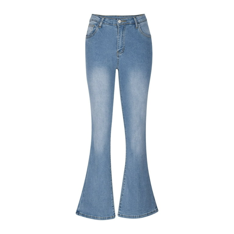 Nrmvnmi Women Seamed Front Wide Leg Jeans Elastic Waist