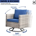 thumbnail image 5 of Vcatnet 2 Pieces Patio Furniture Outdoor Wicker Swivel Rocking Chair with Side Table for Garden,Poolside,Navy Blue, 5 of 6