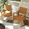 thumbnail image 6 of Wingyz Outdoor Armchair Set of 2 Plastic Dining Chairs Outdoor Restaurant Patio Chairs, Wood Color, 6 of 8