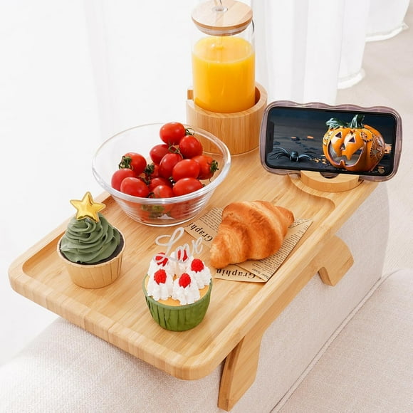 Couch Arm Tray in Large .&#;x.Acacia Wood Sofa Tray Table Clip on Side Table Foldable Couch Armrest Table with °Rotated Phone/Cup Holder for Eating Drinks Snacks
