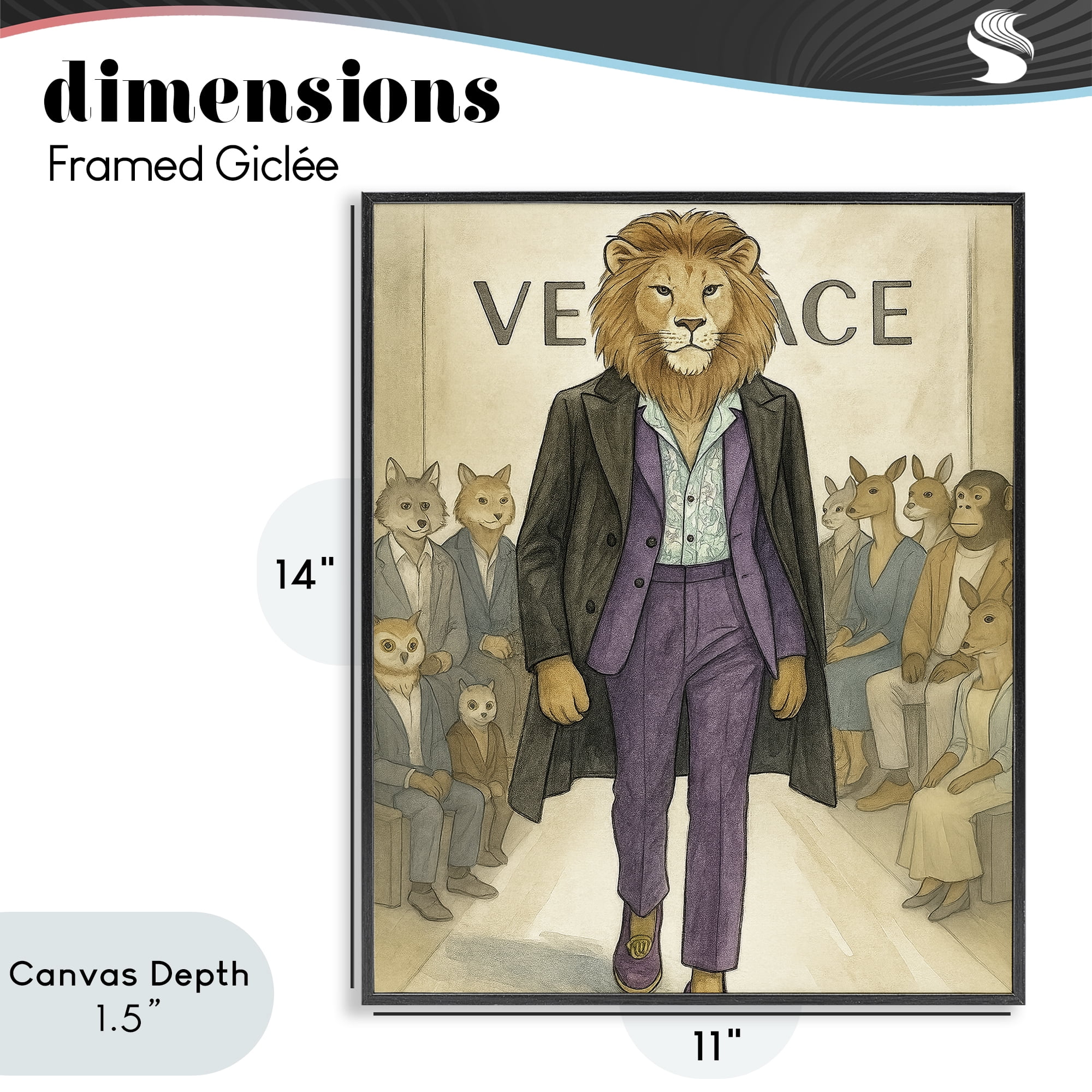 Stupell Industries Fashion Runway Lion Black Framed Giclee Art, design by Grotto Studios