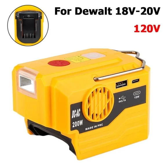 For Dewalt Battery Power Inverter DC 18-20V AC 120V/220V Dual USB Outdoor Camp