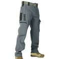 thumbnail image 5 of WAENQINLA Men's Pants Thermal Fleece Lined Workout Cargo Pant with Multi Pockets Big and Tall Wide Leg Open Bottom Training Trousers Gray XL, 5 of 5