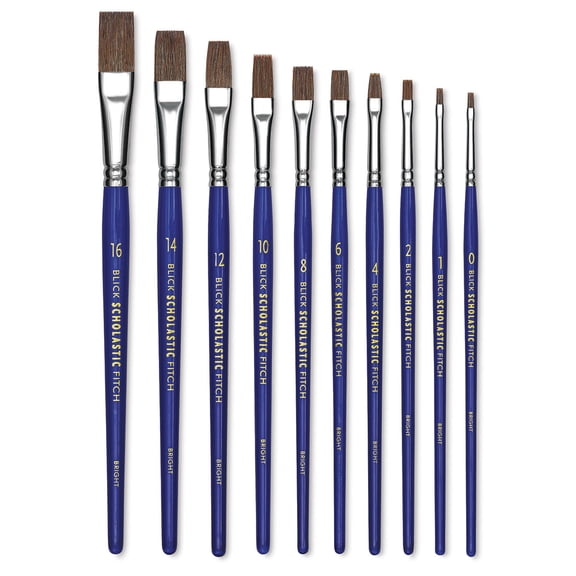 Blick Scholastic Pony Brush Set - Bright, Short Handle, Set of 10