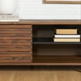 Walnut 44 Inch Solid Wood Slat Door Storage Bench by Manor Park