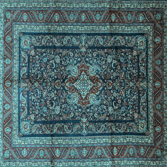 Ahgly Company Indoor Square Persian Light Blue Traditional Area Rugs, 5' Square