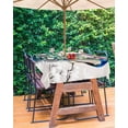 thumbnail image 3 of nqOlkjepod Vintage Peacock Outdoor Tablecloth with Umbrella Hole & Zipper, Watercolor Peacock Feather Flower Rectangle Table Cover 52x70 Inch, Dining Waterproof Table Cloth Protector for Patio/Party, 3 of 7