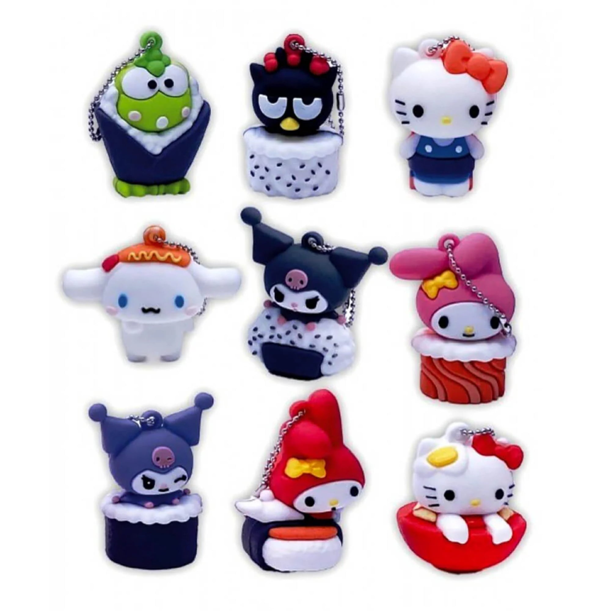 Assortment of 6 Hello Kitty and Friends Sushi Mystery Collectible Capsules