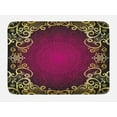 thumbnail image 1 of Mandala Bath Mat, Vintage Frame with Curls Snowflake Motifs Fantastic Abstract Retro, Non-Slip Plush Mat Bathroom Kitchen Laundry Room Decor, 29.5 X 17.5 Inches, Fuchsia Pale Yellow Black, Ambesonne, 1 of 2