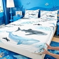 thumbnail image 4 of meiyoeat Sea Creature Whale Queen Sheets For Kids,Cartoon Ocean Animals Queen Sheet Sets For Boys,4 Pieces, 4 of 6