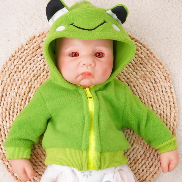 Muñeca Reborn GiggleBabble de silicona completa de 43 cm con ojos abiertos
