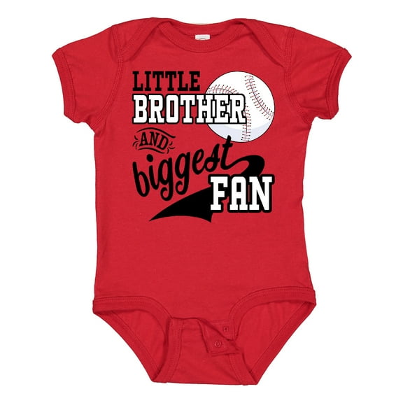 Inktastic Little Brother and Biggest Fan Baseball Family Fan Boys or Girls Baby Bodysuit