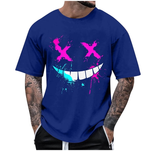Camisetas de Cuello de la Tripulación de los Hombres de Poliéster Impreso en Seco Rápido, Cuello Redondo de Corte 3D para Gimnasio, Carrera, Ciclismo Y Ocasional