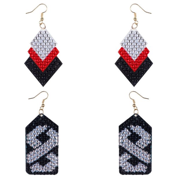Kit de aretes de pintura de diamante 5D DIY Taladro de doble cara irregular para mujer niña FLhrweasw Nuevo