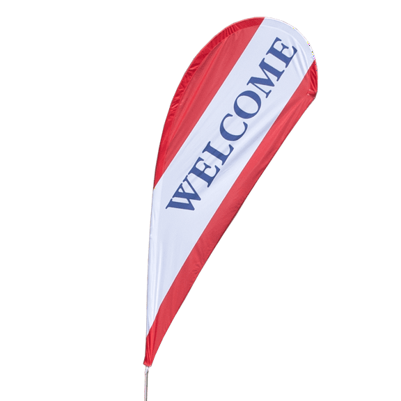 Vispronet Welcome Flag - Feather Flag Drop - Flag Only - Made from Tear-Resistant Knitted Polyester, Visible from Both Sides - 3.6ft x 8.7ft