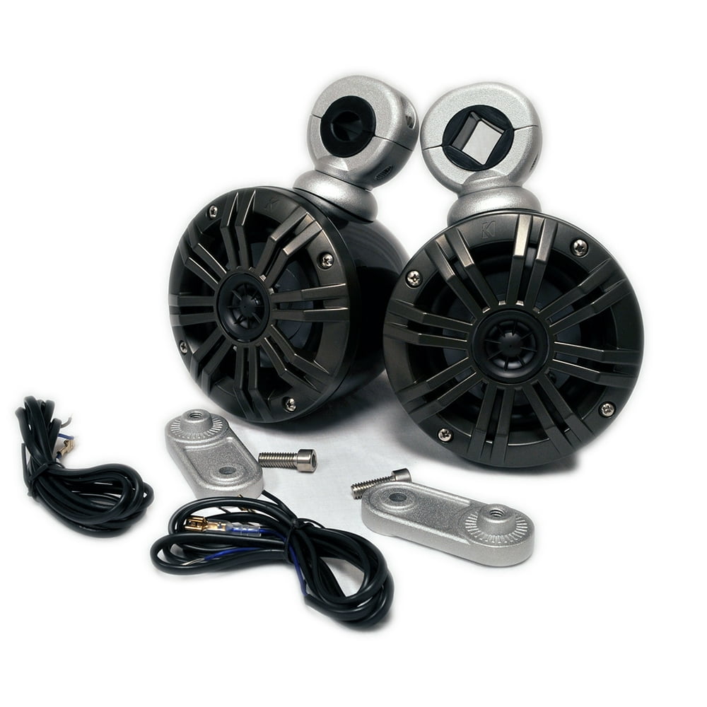 Kicker Black Mini Wake Tower Marine Enclosures loaded with Kicker 4" KM