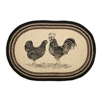 VHC Brands Sawyer Mill Farmhouse Charcoal Poultry Jute Kitchen Oval Rug