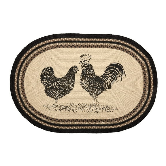 VHC Brands Sawyer Mill Farmhouse Charcoal Poultry Jute Kitchen Oval Rug