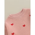 thumbnail image 5 of aturustex Little Girls Cozy Knit Sweater 3T-6T Toddler Long Sleeve Knitted Pullover Round Neck Knitwear Jumpers Heart Embroidery Loose Sweaters Kids Cs Spring Fall Winter Clothes for Holiday, 5 of 7