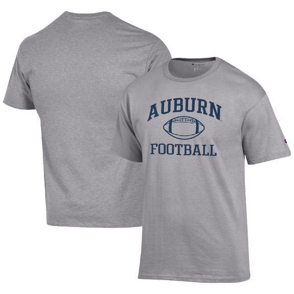 Men's Champion Heather Gray Auburn Tigers Football Icon T-Shirt