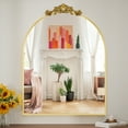 thumbnail image 3 of Mirolume 42"x30" Vanity Wall Mirror Decorative Vintage Arch Bathroom Mirror with Smooth Top,Gold, 3 of 7