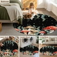 thumbnail image 6 of Red Mushrooms Washable Round Area Rug 5 ft, Eucalyptus Leaves Plants Black Night Sky Stars, Soft Non Slip Rugs Stain Repellent Indoor Felt Carpet for Living Dining Room Bedroom Home Office, 6 of 9