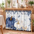 thumbnail image 3 of Oven Skirt Curtain for Kitchen 21.5x30 Inch, Navy Blue Pumpkin Fall Oven Curtain with 8 Ribbon Ties & Ruffle Trim, Stove Skirt Curtain Dishwasher for Cabinets Sinks Thanksgiving Grey Checkered Autumn, 3 of 9