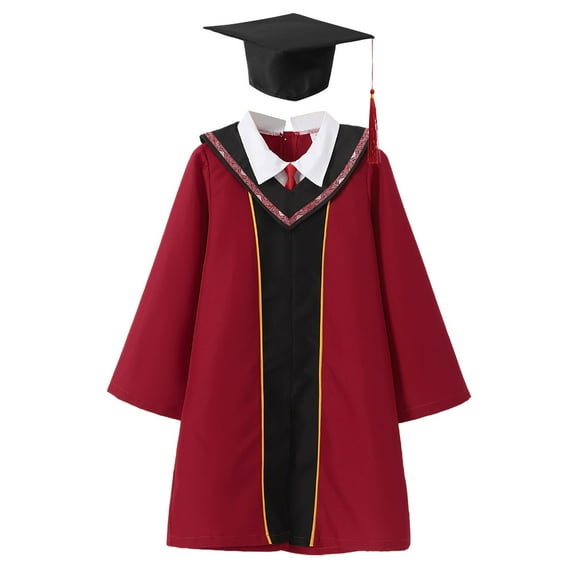 SRZYMJ Unisex Matte Graduation Gown Cap Tassel Set 2026 for High School and Red 12-13 Years