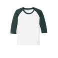 thumbnail image 5 of Port Co Teen Unisex Regular Plain Long Sleeves T-Shirt Wht/Dark Green X-Small, 5 of 6