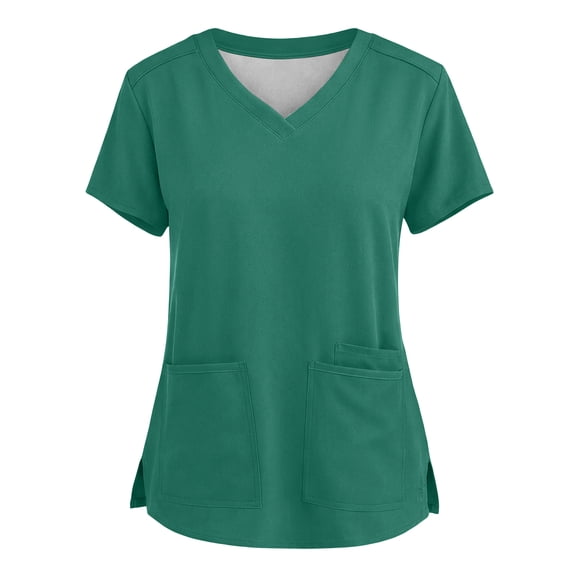 Scrub for Women Modern Classic V-Neck Top with Pockets, 4-Way Stretch, Ultra Soft & Breathable Fabric Green L