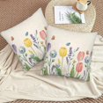 thumbnail image 5 of Spring Pillow Covers 18x18 Set of 2, Tulip Lavender Flower Decorative Throw Pillows Farmhouse Outdoor Linen Summer Seasonal Floral Cushion Case for Couch Sofa Home Decor, 5 of 6