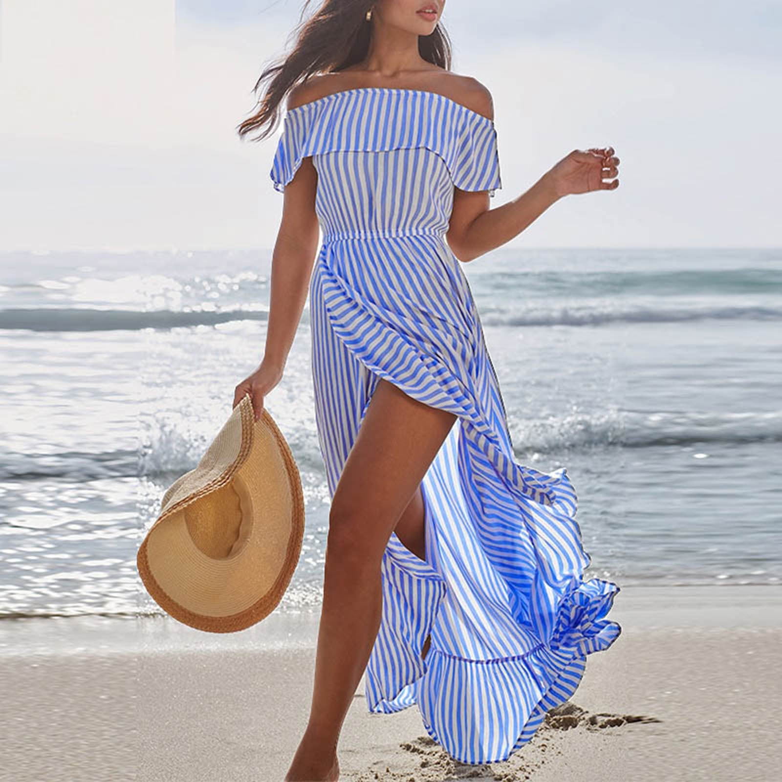 Fatuov Summer Dresses for Women Clearance 2023 Casual Oversized Loose Off  Shoulder Short Sleeve Print Fashion Casual Dresses Clearance Womens Dresses  Light blue S - Walmart.com