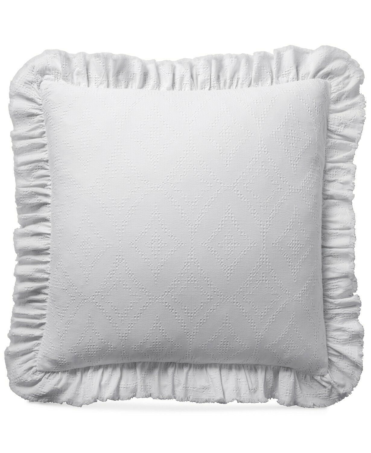 EURO Lucky Brand Ventura Waffle 100% Cotton Geometric Pillow Sham White 