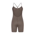 thumbnail image 5 of MVRLSH Shapewear Tummy Control Sleeveless V Back Backless Stretchy Workout Yoga One Piece Jumpsuit Body Shaper Shorts for Women Brown - M, 5 of 7