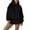 Black, variant on WMTBSRSW Women's 2 Piece Outfit Oversized Fleece Hoodie Sweatshirt Drawstring Shorts Lounge Sweat Set Sweatsuit Tracksuit Spring Fall Trendy Y2K Clothes
