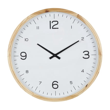 DecMode 23 Light Brown Wood Wall Clock with White Backing
