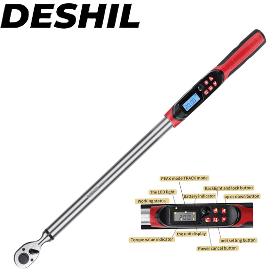 1/2 Inch Drive Digital Torque Wrench 12.5-250.8 ft-lbs(17-340Nm), Electric Torque Wrench with Buzzer& LED Indicator& Preset Value& Data Storage, for Bike/Motorcycle/Auto Repair, Accuracy ±2%