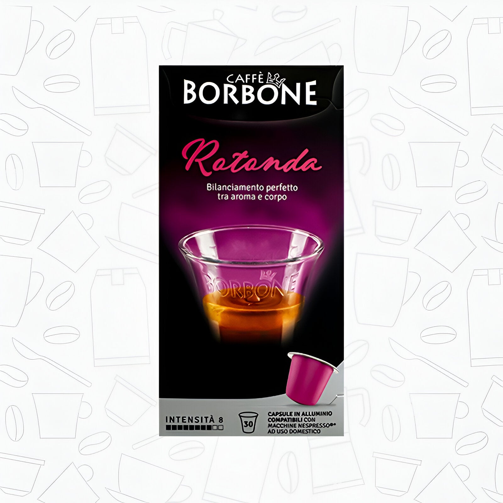 Caffe Borbone Rotonda Medium Dark Roast Arabica & Robusta Aluminum Capsules- Compatible With Nespresso Classic Machines, 30 Count