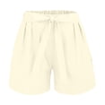 thumbnail image 4 of vigerkar Women's Cotton Linen Bermuda Shorts Drawstring Short Pants Casual Beach Shorts with Pockets for Summer Light Yellow, XXL, 4 of 7